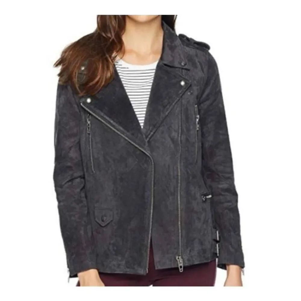 Blank NYC grey genuine suede moto jacket size M